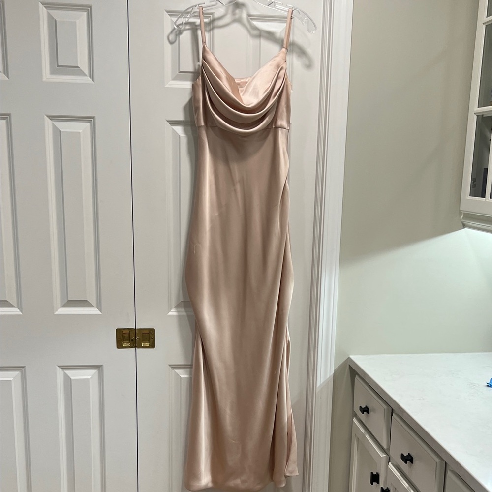 Revelry Satin Maxi Dress in Blush